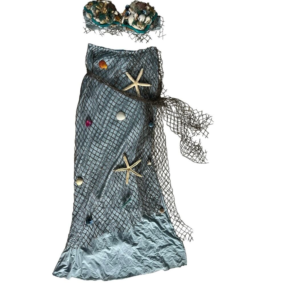 Vintage Handmade Mermaid Outfit Costume Coastal Seashell Appliqués Halloween